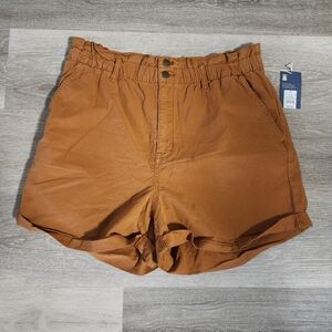 NWT Universal Thread Brown High Waisted Paperbag Button Front Shorts Size XL